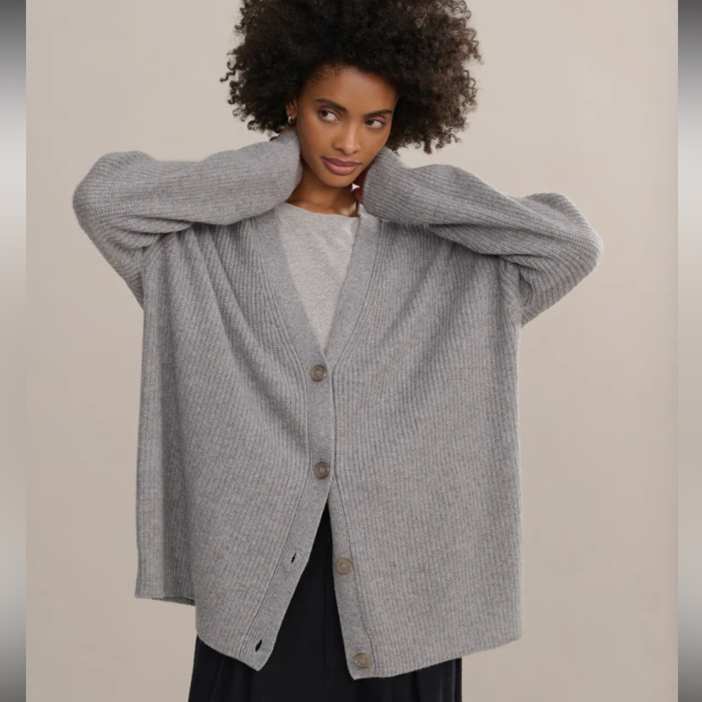 Jenni Kayne Cashmere Cocoon Heather Grey Oversized Cardigan XS